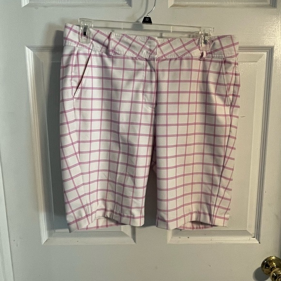 Pink Plaid Women's Athletic Shorts - Picture 1 of 3